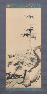 牡丹と竹、約。 1768年。 作： Ike no Gyokuran