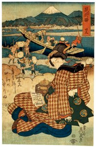 連載「東海道美人図鑑」より「二十九駅見附」c1830-c1835 作： Ikeda Eisen