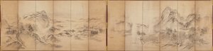 マウンテンビュー、6パネルスクリーンの逆、江戸時代、1856-58年（紙に洗って） 作： Ikeda Koson