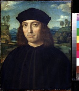 フランチェスコ・ライボリーニの絵画「男の肖像」 イル・フランチャは語る (1450-1518) プーシキン美術館、モスクワ