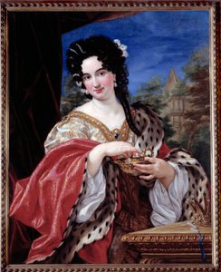 クレオパトラの衣装を着た女性の肖像（油彩・キャンバス 作： Il  Baciccio