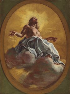 塗られた楕円形の栄光のキリスト 作： Il Baciccio