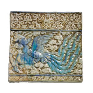 鳳凰文タイル（イラン、カシャーン、イルハン朝時代、14世紀初頭）（石貼り 作： Ilkhanid Ilkhanid