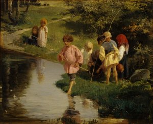 子供の釣り、1882 作： Illarion Mikhailovich Pryanishnikov