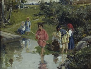 子供の釣り、1882 作： Illarion Mikhailovich Pryanishnikov