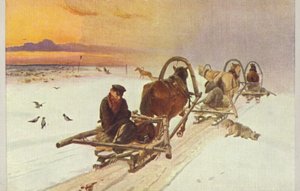 ロシアのそりのグループ、1871 作： Illarion Mikhailovich Pryanishnikov