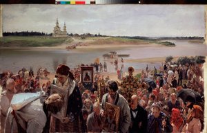 イースター行列。 Illarion Mikhailovich Pryanishnikov（1840-1894）による絵画、キャンバスに油彩