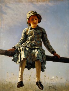 トンボ。画家の娘の肖像、1884 作： Ilya Efimovich Repin