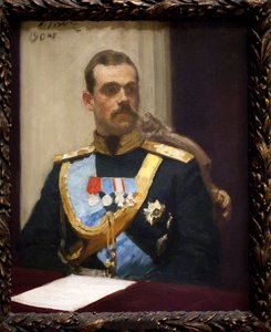 ロシア大公ミハイル・アレクサンドロヴィチ・ロマノフ（ミハエル・オブ・ロシア）（1878-1918）。油彩・キャンバス 作： Ilya Efimovich Repin