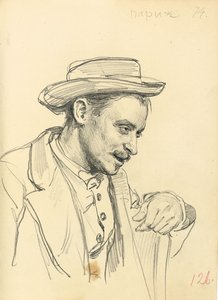 帽子をかぶった男c。 1872-1875 作： Ilya Efimovich Repin