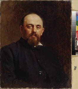 ロシア初の私立オペラの創始者、サーヴァ・マモントフ (1841-1918) の肖像画。 Ilya Yefimovich Repin (Ilia Repin) (1844-1930) の絵画、キャンバスに油彩 作： Ilya Efimovich Repin