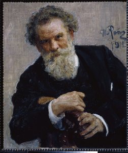 作家ウラジーミル・コロレンコ (1853-1921) の肖像画。 （著者V.コロレンコの肖像）。 Ilya Yefimovich Repin (Ilia Repin) (1844-1930) の絵画、キャンバスに油彩