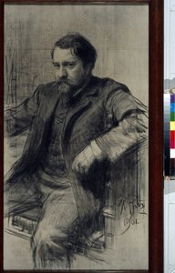 Portrait du peintre Valentin Aleksandrovitch Serov (1865-1911) (Valentin Alexandrovich Serov) - Dessin de Ilya Yefimovich (Iefimovitch) Repin (1844-1930)、クレヨン シュル パピエ 作： Ilya Efimovich Repin