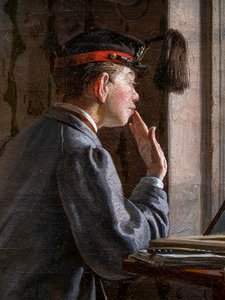 試験の準備をする生徒たち (詳細) 作： Ilya Efimovich Repin