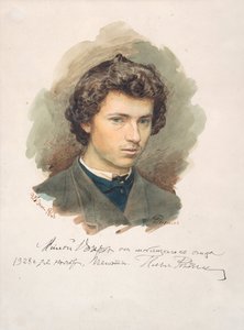 自画像」レーピン・イリヤ・イェフィモビッチ（1844-1930） - 1866 - 紙に水彩画 - 35x26 - 個人蔵 作： Ilya Efimovich Repin