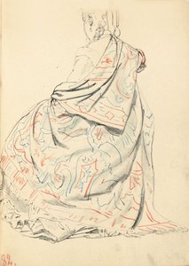 「パリジャンカフェ」の研究：後ろからの着席女性のドレス、1872-1875年頃 作： Ilya Efimovich Repin