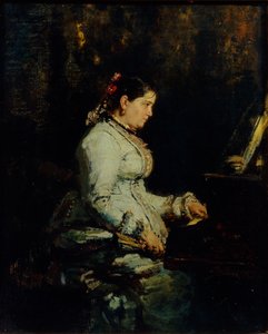 グランドピアノの女性、1880年 作： Ilya Efimovich Repin