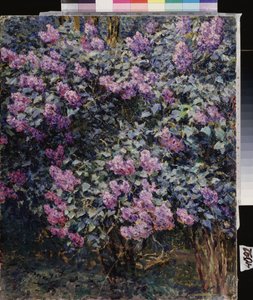 ライラック。 Ilya (Ilia) Semenovich Ostroukhov (1858-1929) の絵画、キャンバスに油彩 作： Ilya Ostrouhov