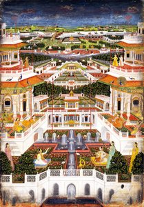 ハーレム庭園のある宮殿の複合施設、1764-1765年頃 作： Indian Art