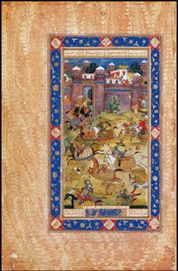 ナリマンは中国のカーカンの息子を殺します。 Asadi TusiのGarshaspnama叙事詩から 作： Indian Art