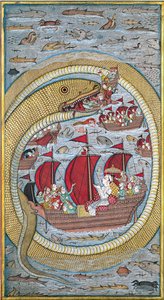 海の蛇が王室の艦隊を飲み込む1670 作： Indian Art