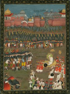 1687年、ムガール帝国皇帝アウランゲブによるゴルコンダの征服、1760年頃 作： Indian Art