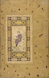 風景の中で読書をする青年、c. 1608-1610。 作： Indian Art.
