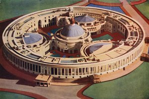 デリーのインド国会議事堂（カラー写真） 作： インドの写真家