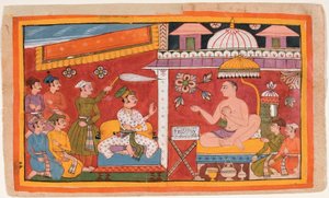ジャイナ教の教師が王子と従者を受け取る 作： Indian School