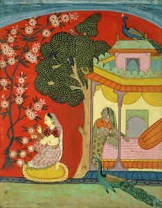 女性を摘採する花、南ラジャスタンまたはデカン、1675年頃 作： Indian School