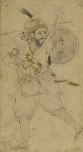 タタール兵、アフマドナガル、デカン高原（紙にインクとわずかな色合い） 作： Indian School