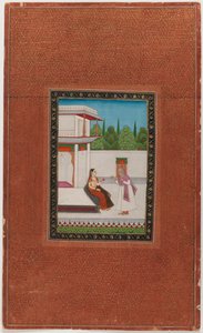 女性と彼女の年上の使用人、1875-1900（紙に不透明なトイレと金） 作： Indian School