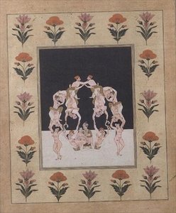 恋人同士がブランコに乗っている図 1830年頃（紙にガッシュ） 作： Indian School