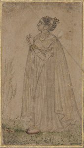 王女が太陽を崇拝、1600年頃（紙に不透明なWCと金）