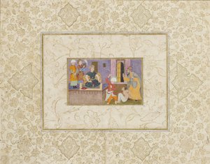 囚人は裁判にかけられます、1610年頃（不透明なトイレとゴールド） 作： Indian School