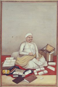 追加 27255 fol.96v 1825 年にジェームズ スキナー大佐 (1778-1841) が編集した「Tashrih al-aqvam」の写本からの会計士によって表されるスードラ カースト (紙に水彩) 作： Indian School