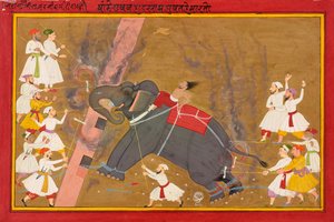 象は無事に走ります、1700年頃 作： Indian School