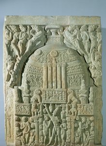 仏教のストゥーパ、ナガルジュナコンダ（石灰岩） 作： Indian School