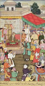 CBL 03.54 Akbar（r.1556-1605）バダフシャンの大使からAkbarnama、c.1605から贈り物を受け取る 作： Indian School
