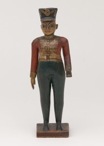 第3マドラスのイギリス人将校の彫刻が施された木像 作： Indian School