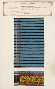 1866年に出版されたジョンフォーブスワトソンによる「インドの繊維製造業者のコレクション」からのシレットの白と黄色の絹で刺繍された綿のサンプル