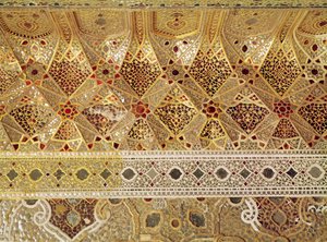 ラホール・フォート、シーシュ・マハルの鏡のギャラリーの詳細 作： Indian School
