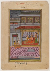 Dipaka Raga、分散したRagamalaシリーズのページ、c.1800（WCと紙に金） 作： Indian School