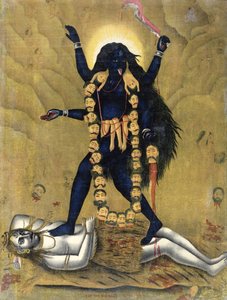 ヒンドゥー教の女神カーリーダンスのシヴァ 作： Indian School