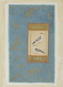 ヤツガシラ、1590年頃（紙に不透明なトイレと金） 作： Indian School