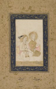 フマユーンとアクバル、デタッチドアルバムフォリオ、1900年頃 作： Indian School
