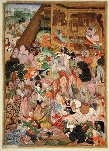 でした。32.2.12 ハリヴァスマ《熊の宮殿》1586年頃（ヴェラム） 作： Indian School