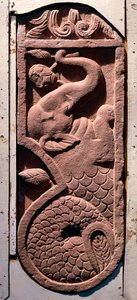 インドのアート。"魚の尻尾の象 "時代のクーチャーン（クシャーンまたはクーチャーン） マトゥラのソンクから。紀元1世紀マトゥラー、考古学博物館 作： Indian School