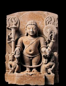 インドのアート。ヴィシュヌの神格化。高浮き彫り。10世紀ミールートより 作： Indian School