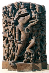 インド美術：イノシシの姿をしたヒンドゥー教の神格ヴィシュヌ。インド・カジュラホよりチャンデラ時代 作： Indian School